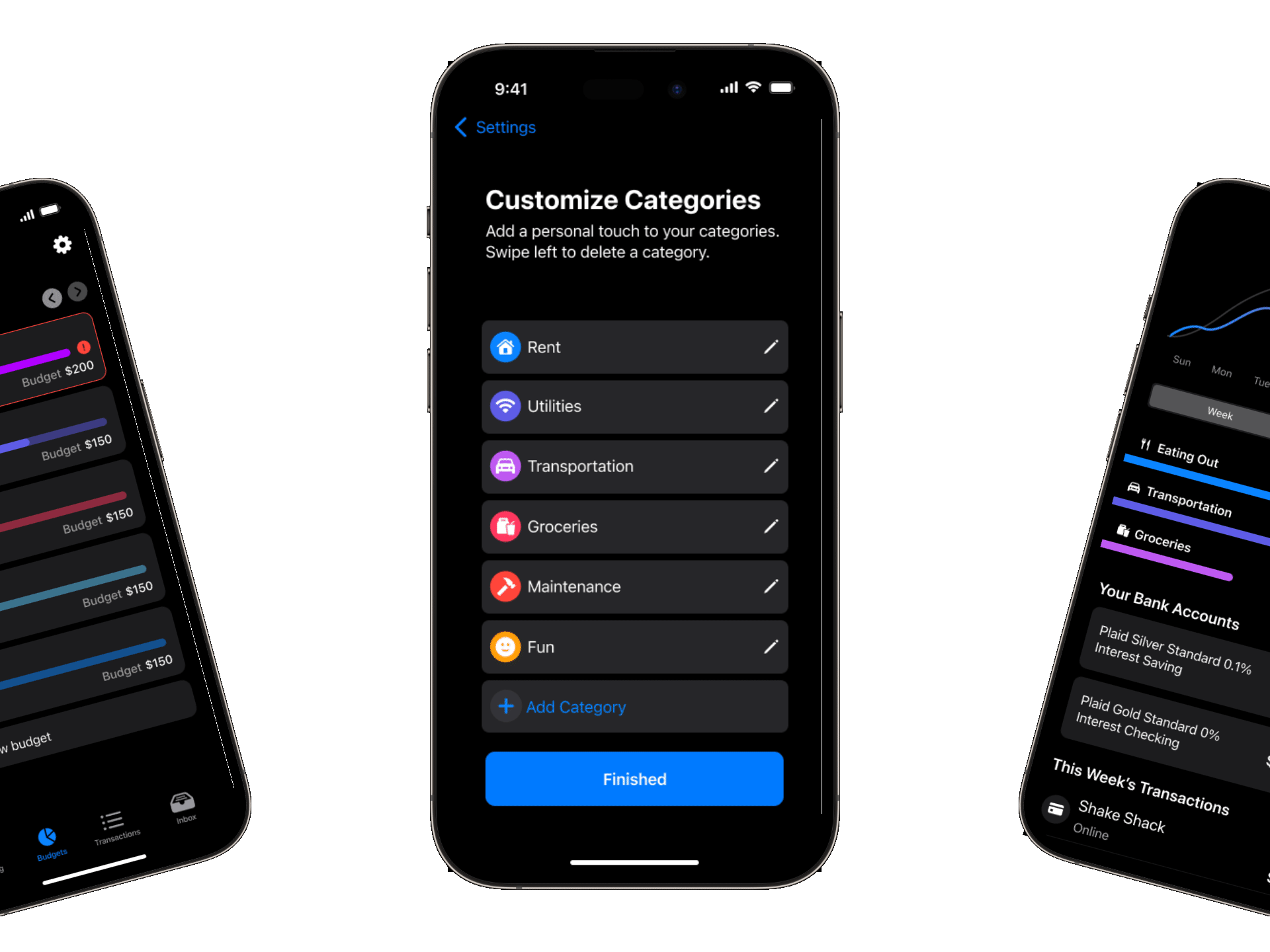 Screenshots of the Centible app